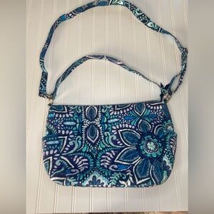 Vera Bradley Teal and Navy blue island medallion Floral Shoulder crossbody Bag